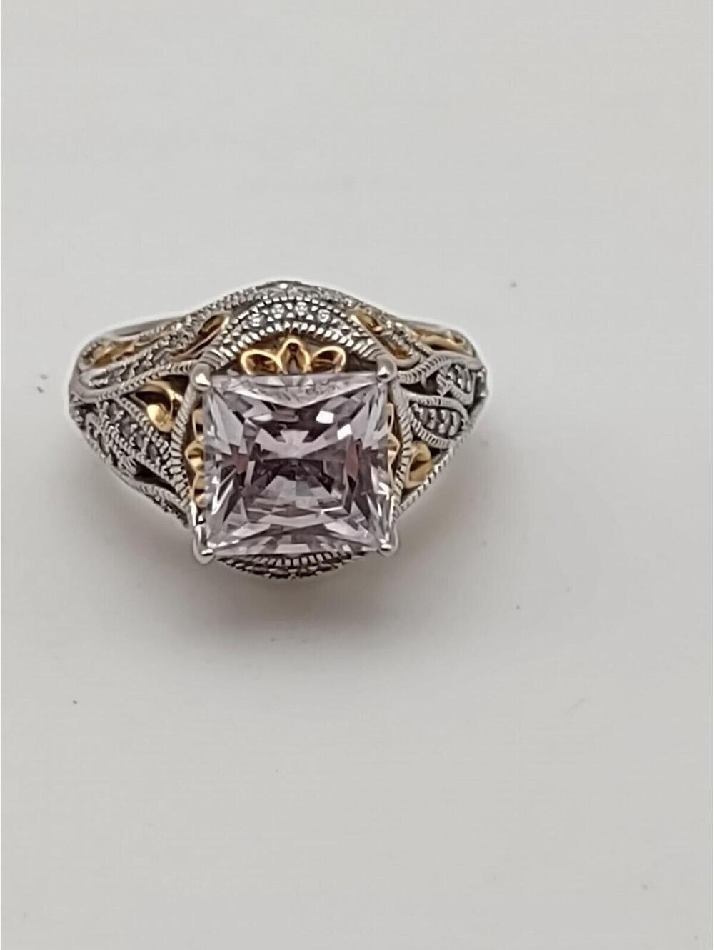 Vanna K Bella Luce CZ Sterling Ring with Gold Plating Size 5